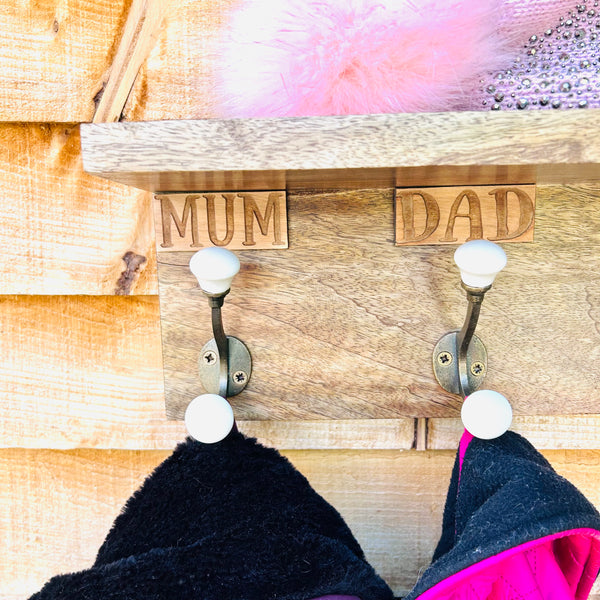 Mango wood personalised coat rack