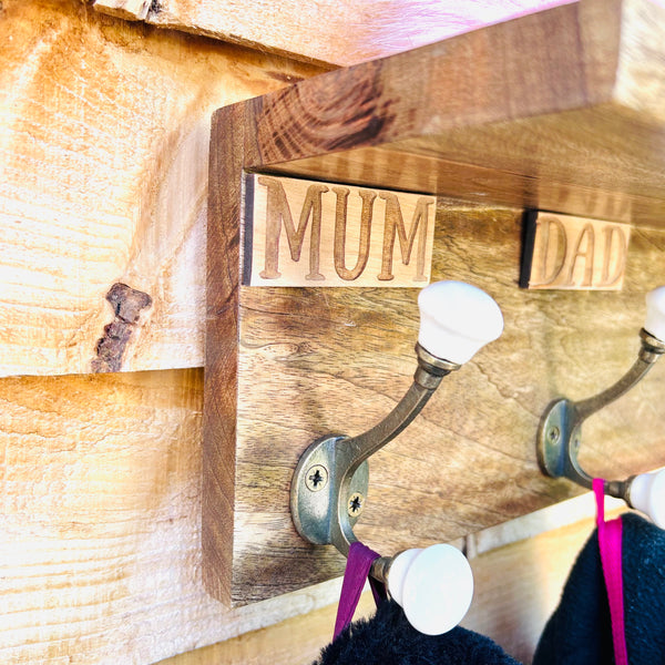 Mango wood personalised coat rack