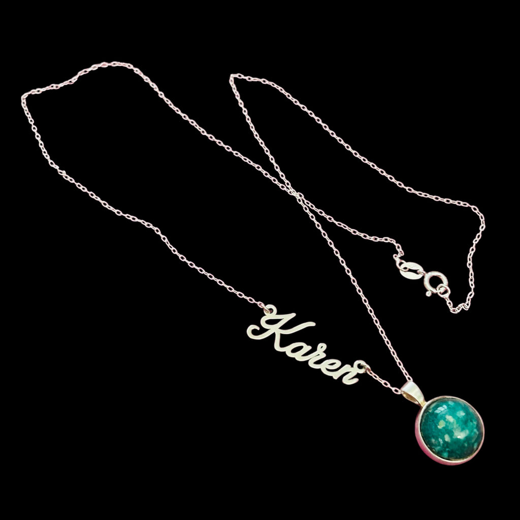 Precious Ashes pendant and name necklace