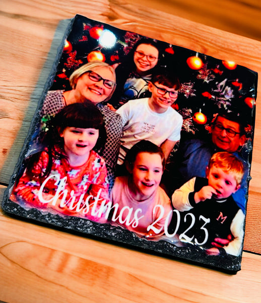 Slate photo coasters