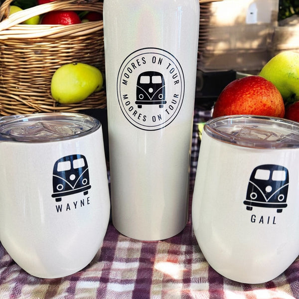 Wine bottle and tumbler gift set - double insulated & personalised