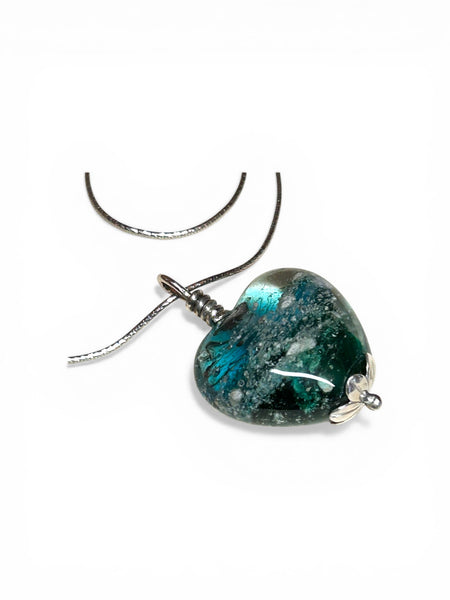 Precious Ashes Sterling Silver Glass Heart Pendant