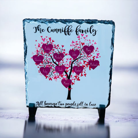 New! Family Tree - Large glossy slate (with 1-6 names only)