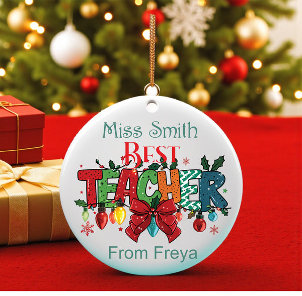 Ceramic Teacher Gift Tree Decoration – Personalised Keepsake