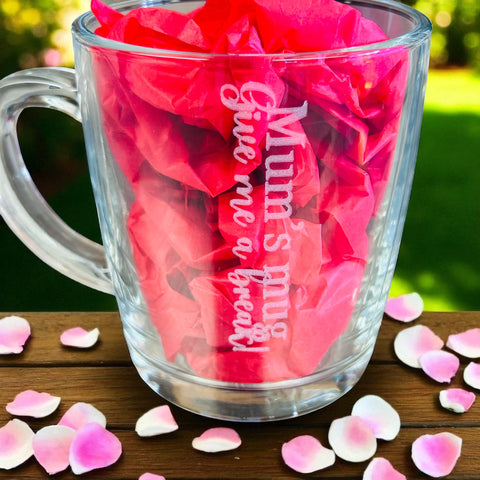 Engraved Glass Tea/Coffee Mug