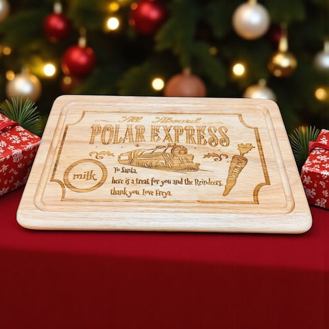 Polar Express Design - Personalised Pine Wood - Santa Treat Board