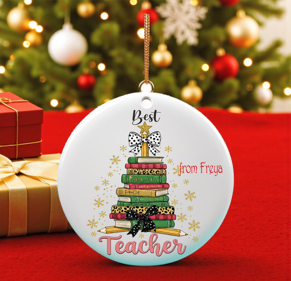 Ceramic Teacher Gift Tree Decoration – Personalised Keepsake