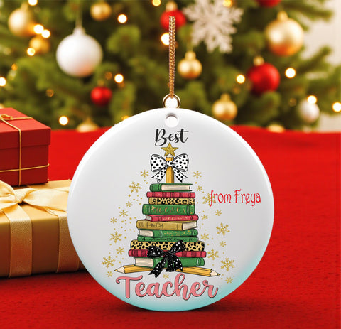Ceramic Teacher Gift Tree Decoration – Personalised Keepsake