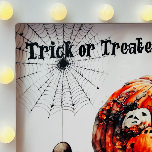 Halloween Light up Box Frame Sign - Trick or treaters welcome here!
