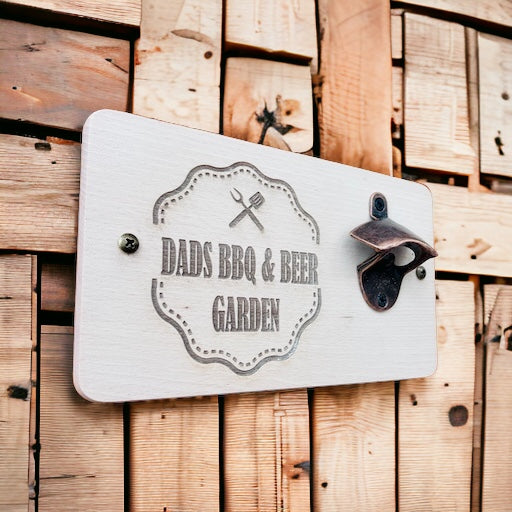 BBQ & BEER garden plaque with bottle opener