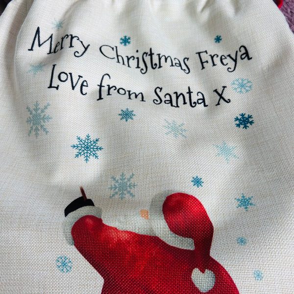 Extra large, personalised, linen style Christmas sack