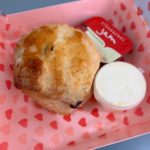Fruit scones, cream and jam