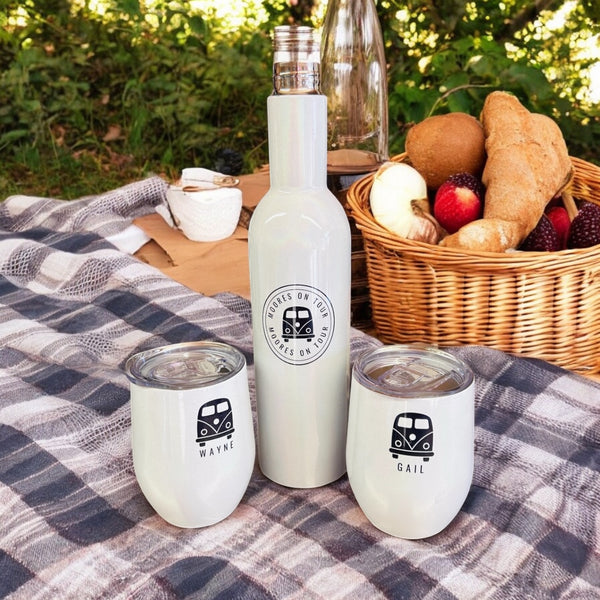 Wine bottle and tumbler gift set - double insulated & personalised