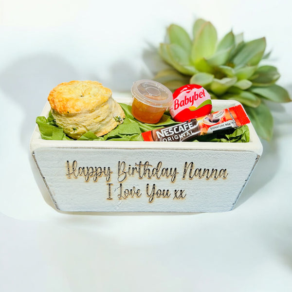 Cheese & chive scone - Mrs O’Reilly’s Cakes of Art, cheese & chive scone with chutney personalised gift set