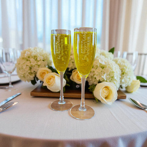 Wedding party personalised Champagne Glasses