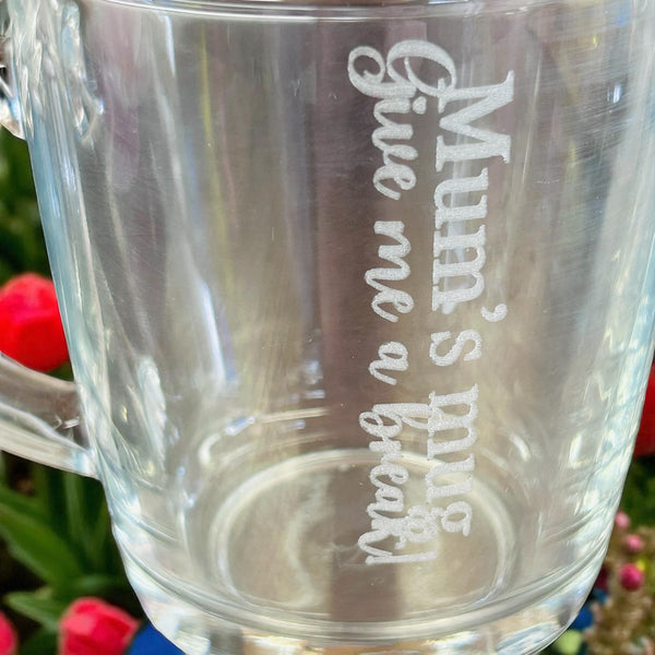 Engraved Glass Tea/Coffee Mug