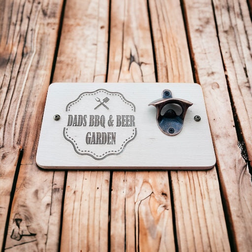 BBQ & BEER garden plaque with bottle opener