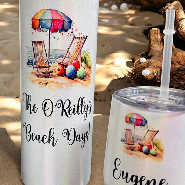 HALF PRICE- Summer vibes, beach days, personalised insulated wine set