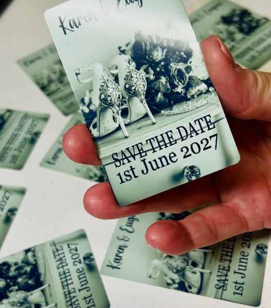 Save the date, photo,  fridge magnets