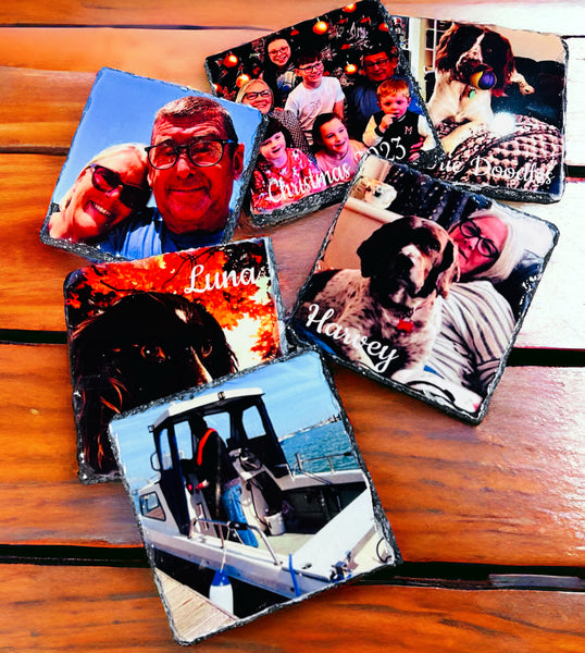 Slate photo coasters