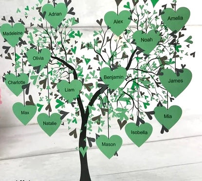 New! Family Tree - Large glossy slate (with 1-6 names only)