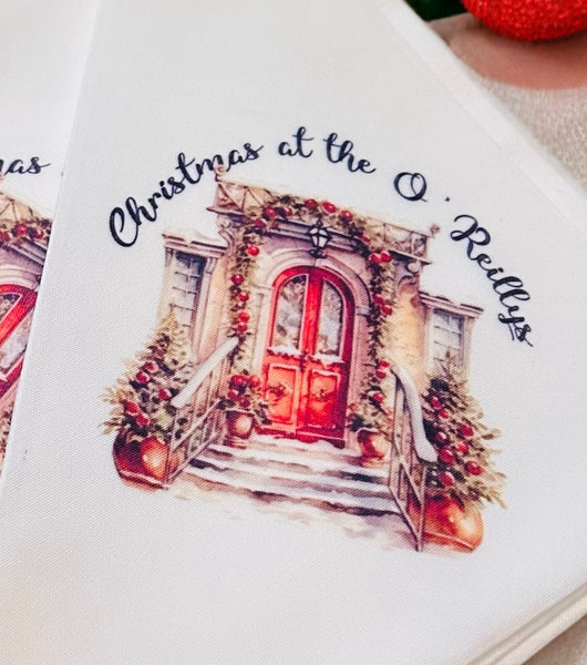 Christmas design personalised napkins - set of four