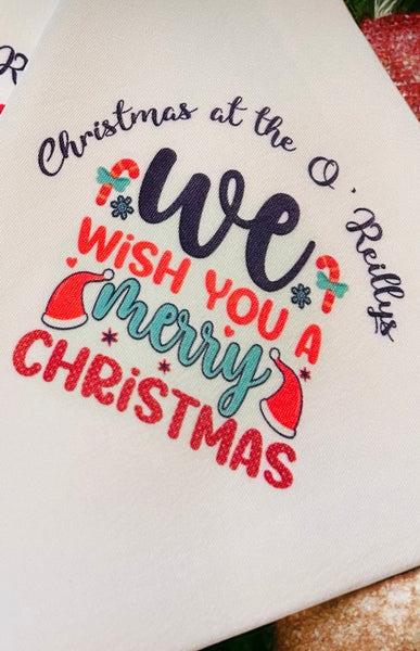 Christmas design personalised napkins - set of six