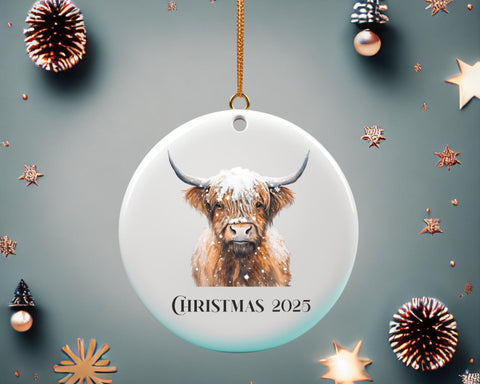 Highland Cow Ceramic christmas year decoration