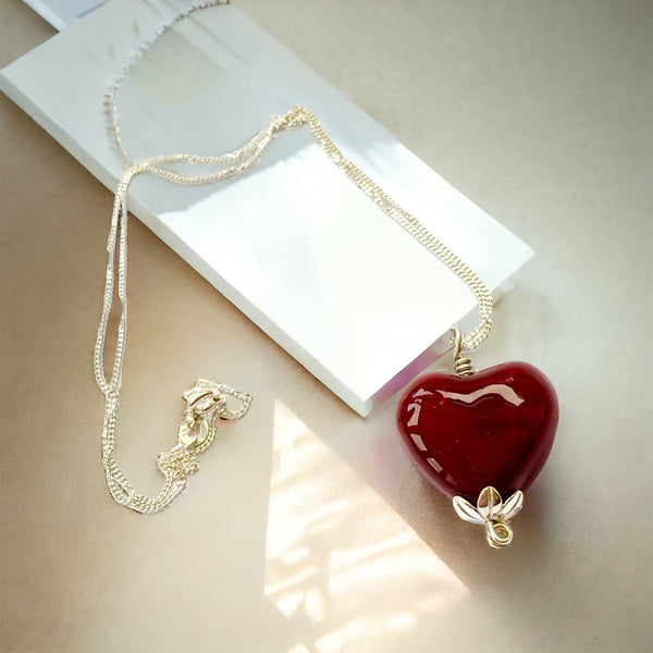 Precious Ashes Sterling Silver Glass Heart Pendant