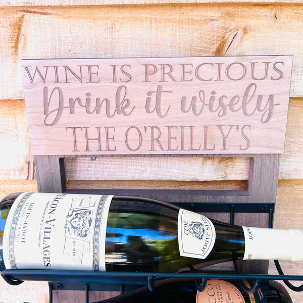 Personalised wine bottle/display holder