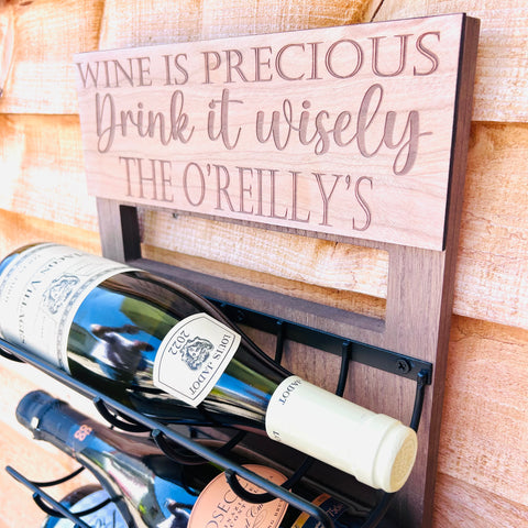 Personalised wine bottle/display holder