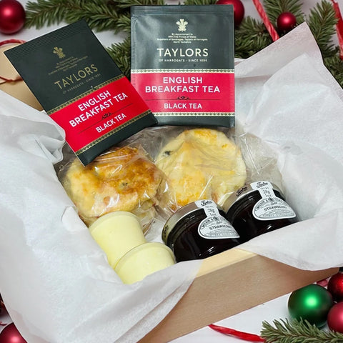 Christmas Delivery Cream tea for two in a wooden, personalised keepsake box - Mrs O’Reilly’s Cakes of art