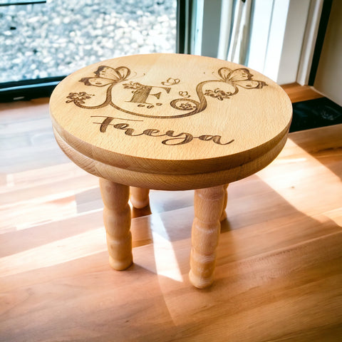 Monogrammed Initial Butterfly milking stool