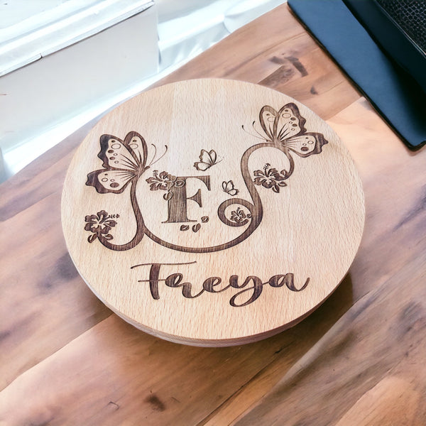 Monogrammed Initial Butterfly milking stool
