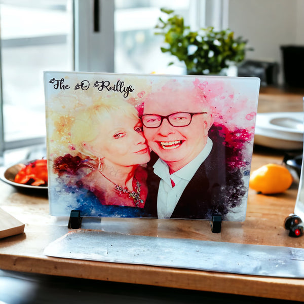 Glass photo chopping board / picture