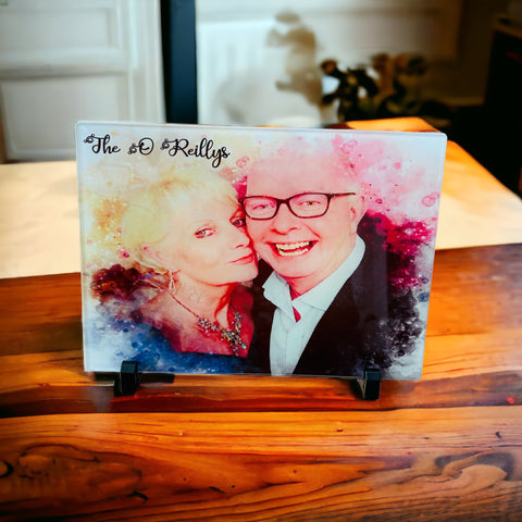 Glass photo chopping board / picture