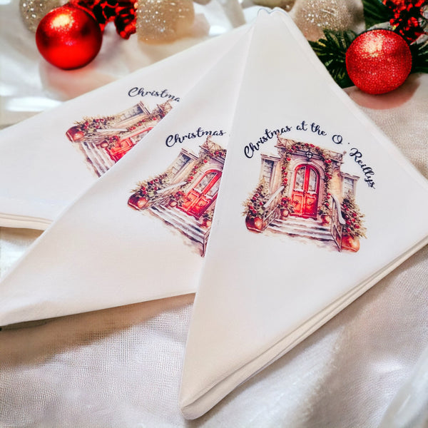 Christmas design personalised napkins - set of six