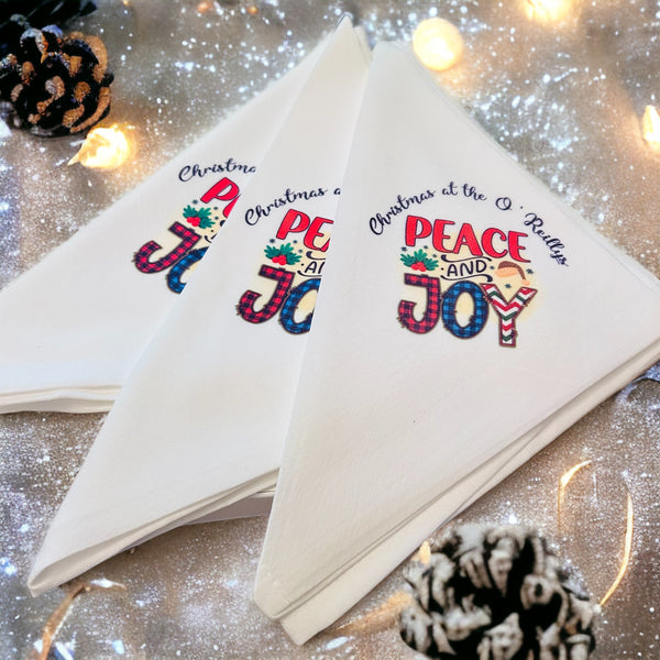 Christmas design personalised napkins - set of six