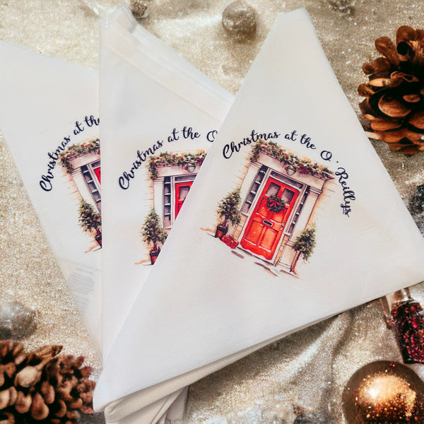 Christmas design personalised napkins - set of six