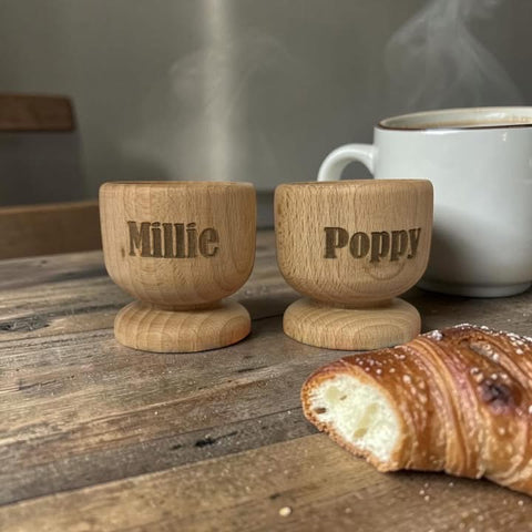 Egg cups personalised