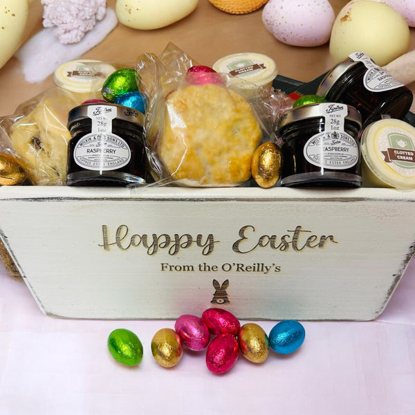 Easter cream tea personalised gift set - Mrs O’Reilly’s Cakes of Art fruit scone cream tea