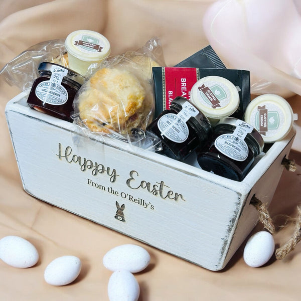 Easter cream tea personalised gift set - Mrs O’Reilly’s Cakes of Art fruit scone cream tea