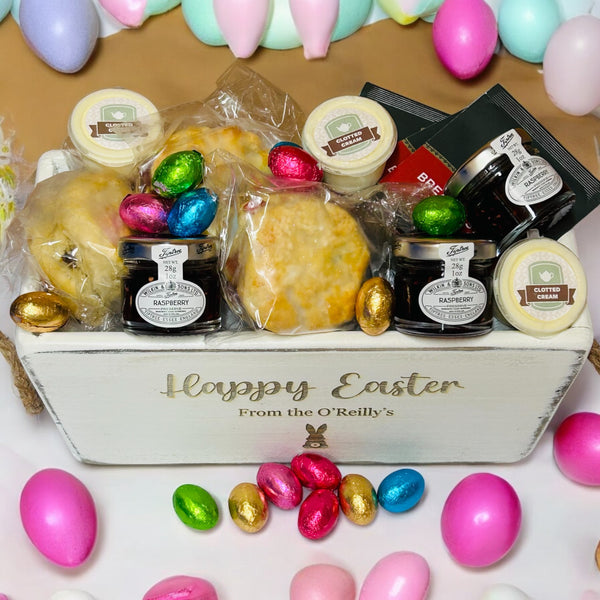 Easter cream tea personalised gift set - Mrs O’Reilly’s Cakes of Art fruit scone cream tea