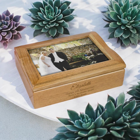 Jewellery Box - solid oak - with Photo Lid