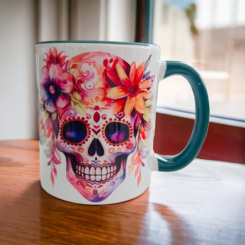 Death before Decaf personalised Sugar Skull mug