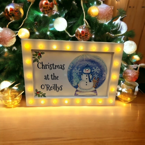Personalised Christmas Snow globe led light up sign