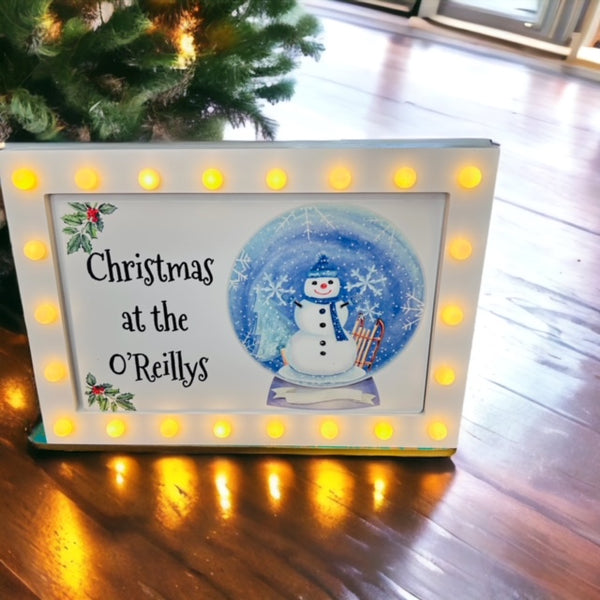 Personalised Christmas Snow globe led light up sign