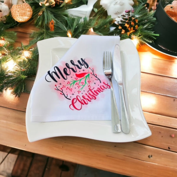 Christmas design personalised napkins - set of six