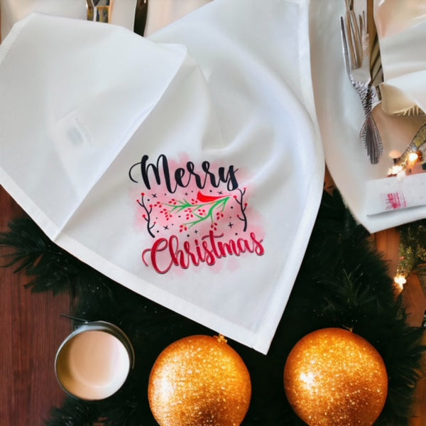 Christmas design personalised napkins - set of six