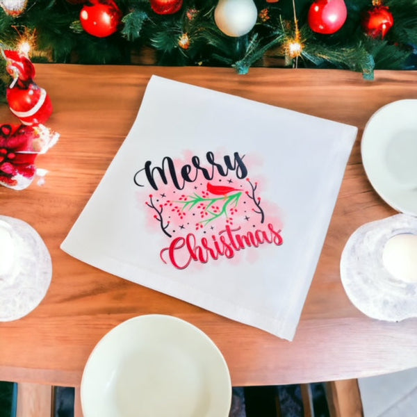 Christmas design personalised napkins - set of six